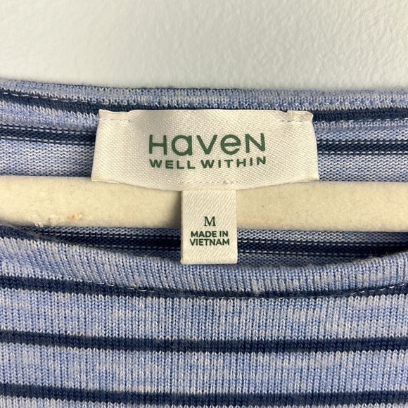 Haven Well Within blue striped medium tie waist maxi dress with pockets - Picture 2 of 8